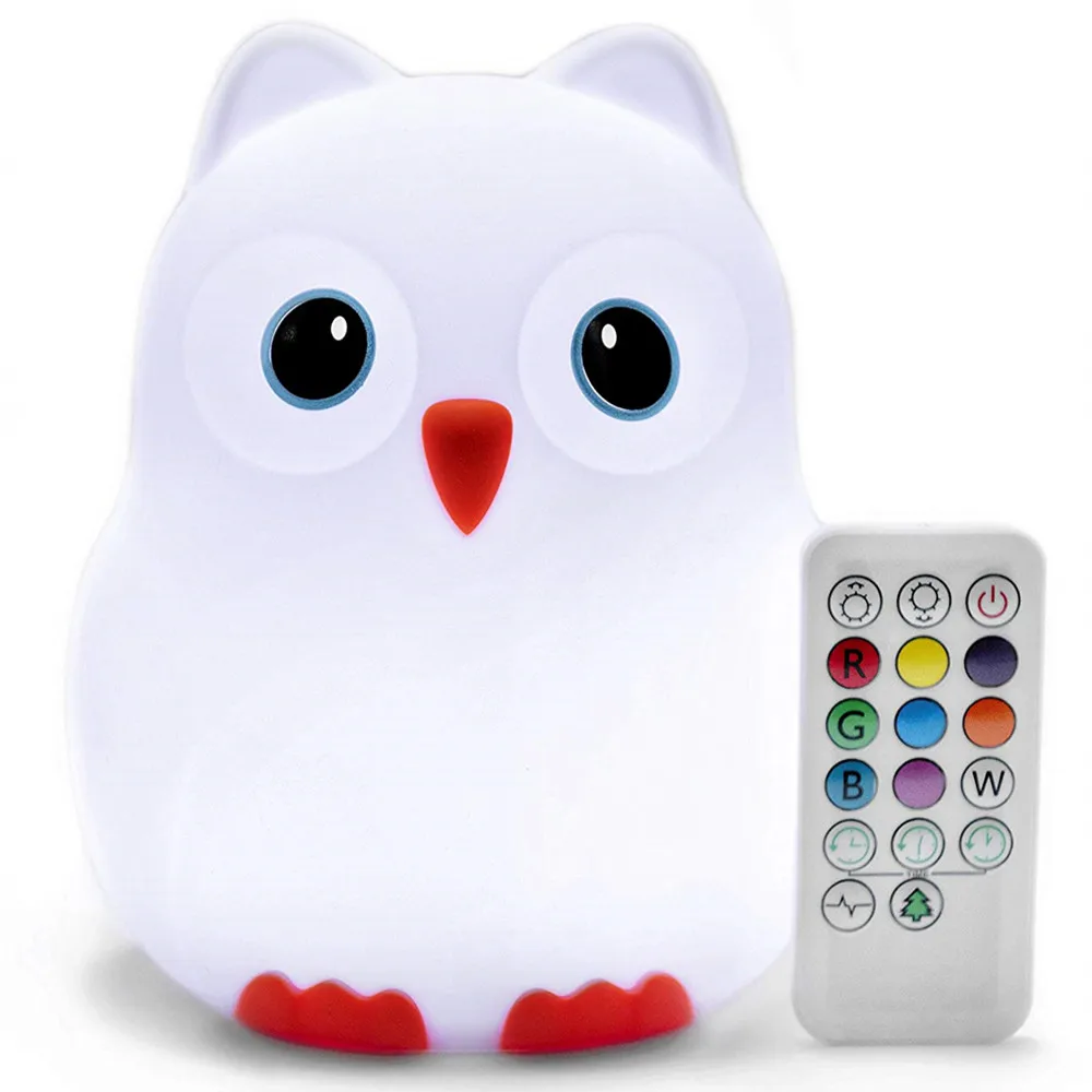 

Bird Penguin Owl LED Night Light Touch Sensor Remote Control 9 Colors Dimmable Timer USB Rechargeable Silicone Bedside Lamp Gift