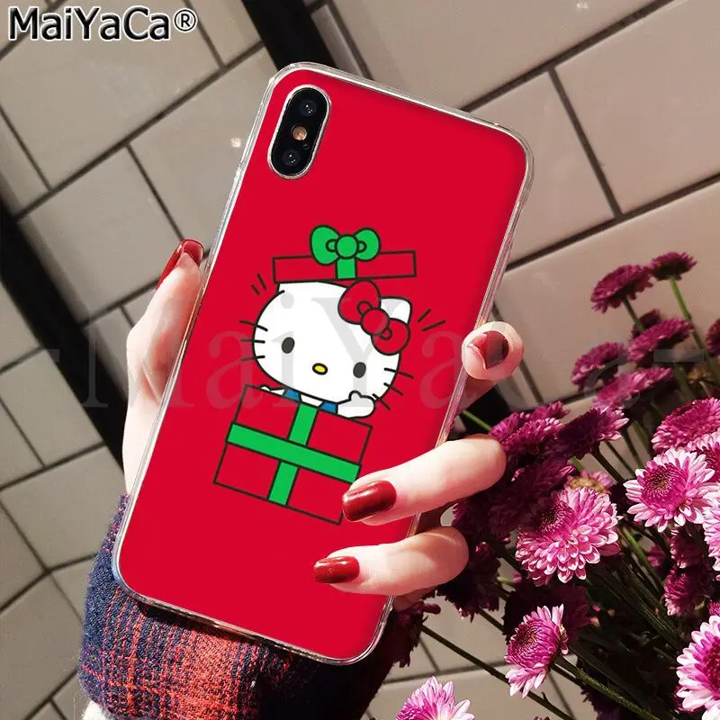 MaiYaCa hello kitty Merry Christmas мягкий резиновый Прозрачный чехол для телефона для Apple iPhone 8 7 6 6S Plus X XS MAX 5 5S SE XR