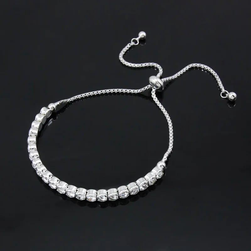 2017 Luxury Zircon Crystal Bracelets For Women Adjustable Silver Color Bracelets & Bangles Femme
