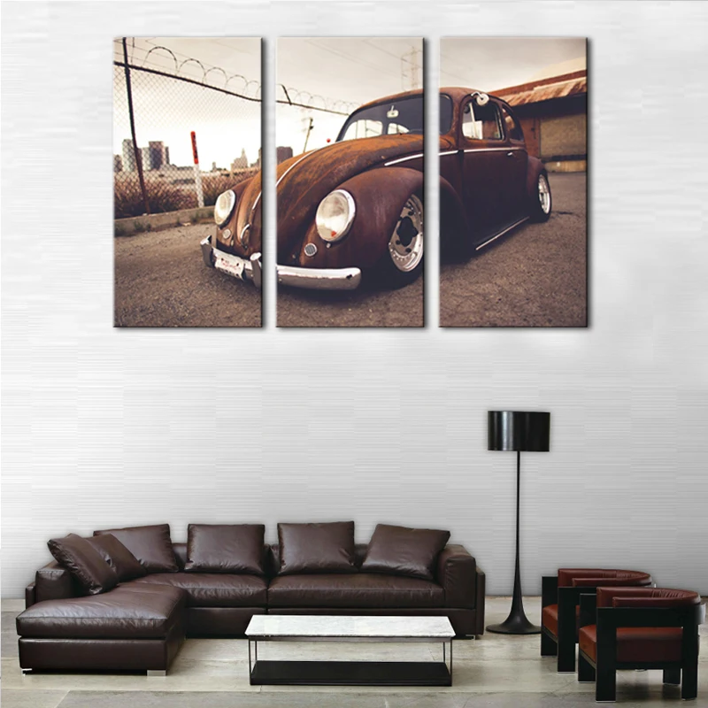 3 Picture Combination Wall Art Beetle Volkswagen Vintage Classical