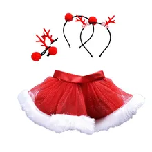 Юбки Детская одежда для малышей юбка для девочек Джинсовая юбка принцессы Рождественская балетная юбка-пачка+ обруч для волос 19May24