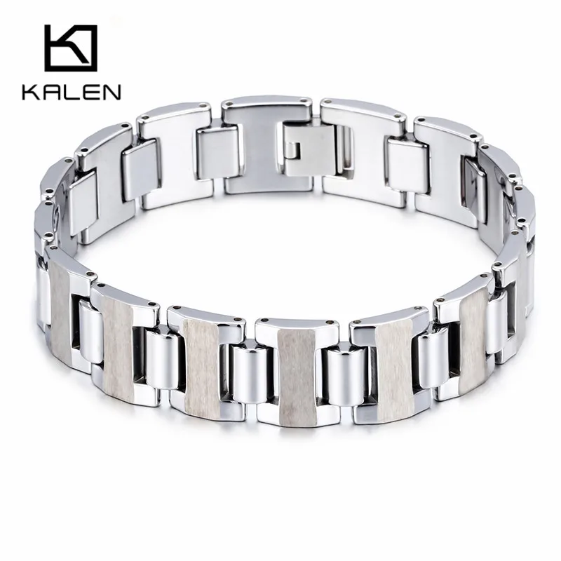 

Kalen Men's High Polished Real Tungsten Steel Bracelet Health Care Hologram Bracelets Unisex Fashion Link Chain Bangles