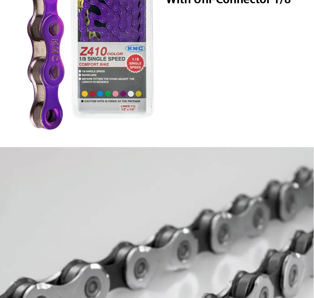 Cheap KMC Z410 1/8 Single Speed Chain Fixed Gear bicycle Chain 112L Urban Leisure Bike Folding Bike Chain Multi-Color  Bike Chain 390g 22