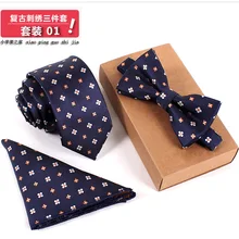 VEEKTIE бренд галстук бабочкой шуры установить для Свадебная вечеринка Бизнес 5 см тонкие галстуки для Для мужчин точек сетки равномерное Бабочка Синий галстук