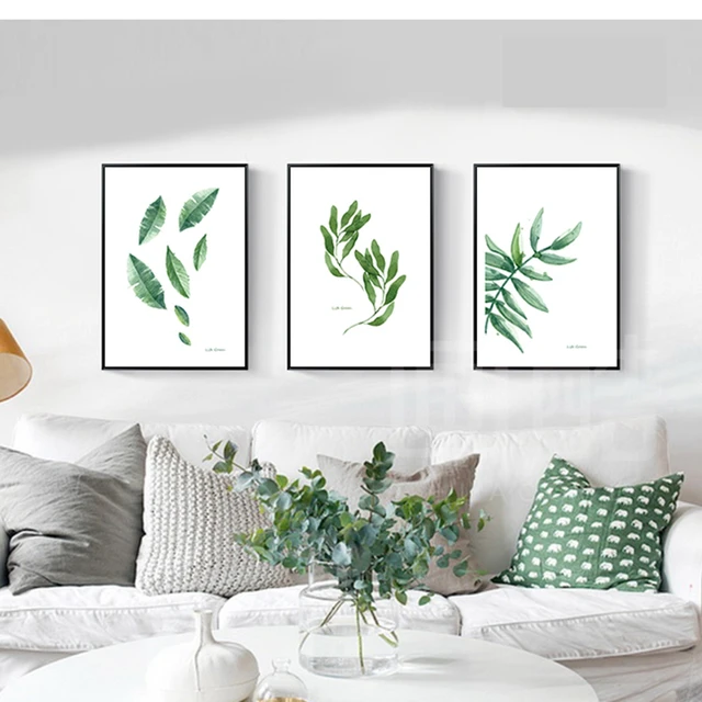 Hermosa hoja verde estilo nórdico lienzo de pared comedor lienzo ... Hermosa hoja verde estilo nórdico lienzo de pared comedor lienzo ...