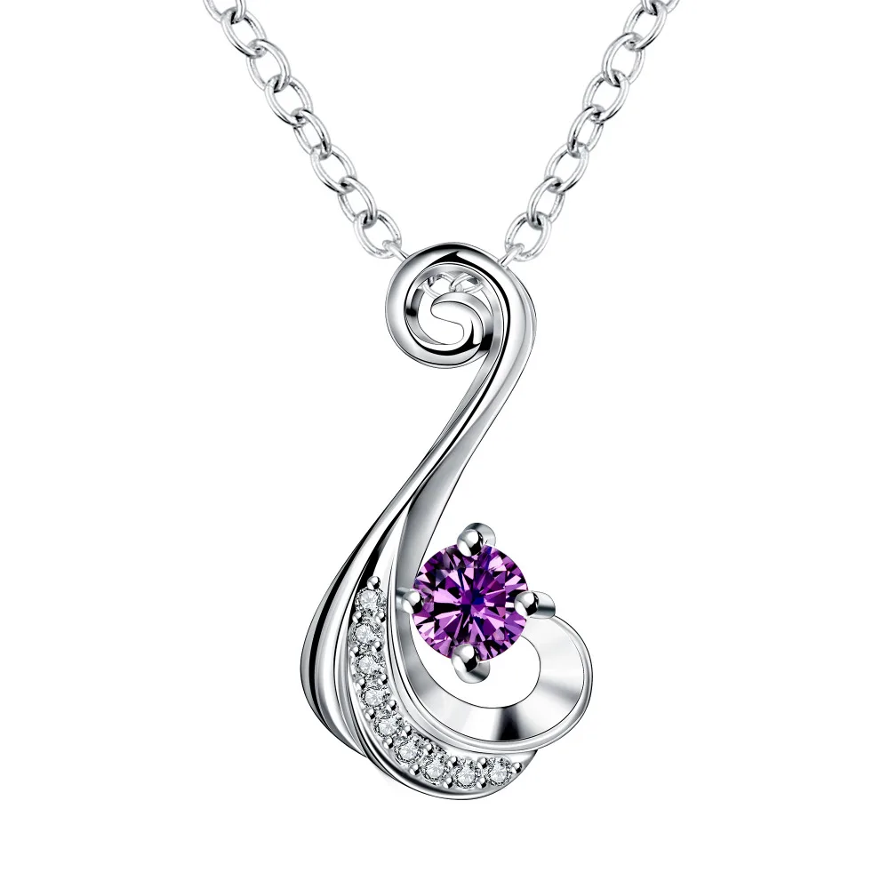 

Necklaces & Pendants For Women Girls Austrian Crystal Fashion silver color jewelry Rhinestone zircon Charm necklace Bijoux colar