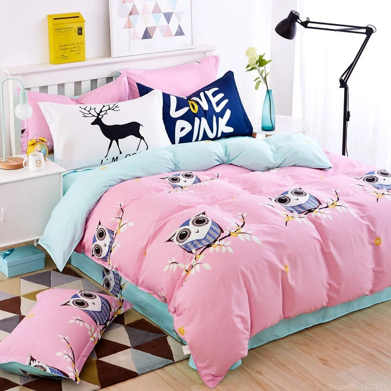 White and black music car fish horse owl girls/boys bedding set bed linen kids duvet cover sets twin full queen king size