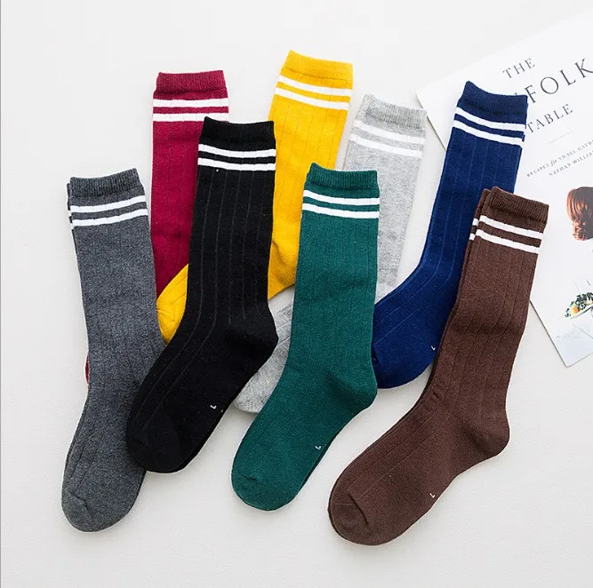 

Kids Knee High Socks For Girls Boys Football Stripes Cotton Sports Old School White Socks Skate Children Baby Long Tube Leg Warm