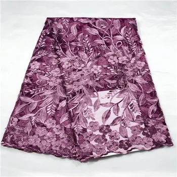

African Lace Fabric 2018 High Quality 5yards Lace Tulle Lace Fabric African French Net Lace Fabric For Eveing Dress Purple(12-18
