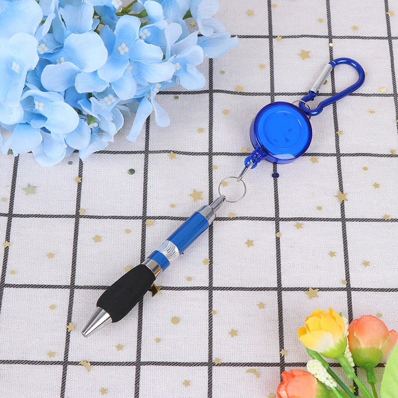 Уличная сверхмощная выдвижная ручка тяга держатель катушка столярные карандаши анти потеря брелок для ключей в виде троса цепь Зажим для ремня инструменты - Цвет: Синий