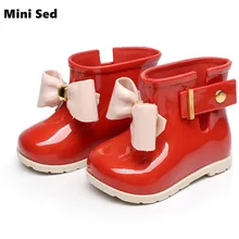Mini SED Shoes 2017 Cute Baby Jelly shoes For Girl Shoes Children Bow Rain Boot Girls Sandal Cute Girls Shoes Kids Rainboots