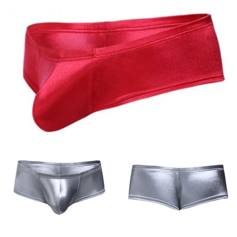 

2019 Sexy Gay Underwear Men Boxer Shorts Man ice Silk Soft U Convex Pouch Low Waist Panties Male Underpants XXL jockstrap