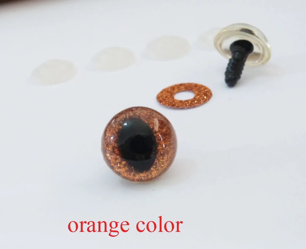 20pcs/lot 12mm  plastic clear safety toy cat eyes + glitter Nonwovens + hard washer for diy plush animal doll findings 8