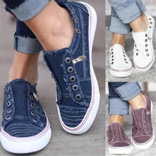 2019 Fashion font b Women b font font b Sneakers b font Denim Casual Shoes Female
