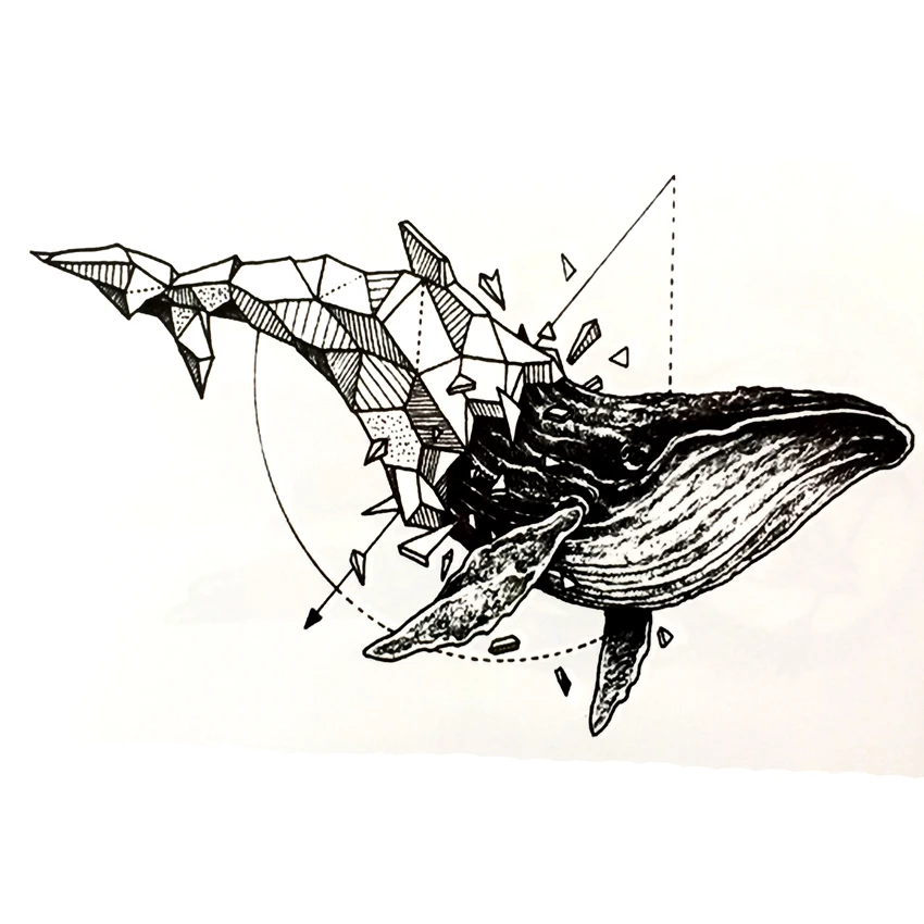

Resurrection fossil dolphins Waterproof Temporary Tattoos harajuku men Henna Tattoo body art temporary tatoo sleeve tatuagem