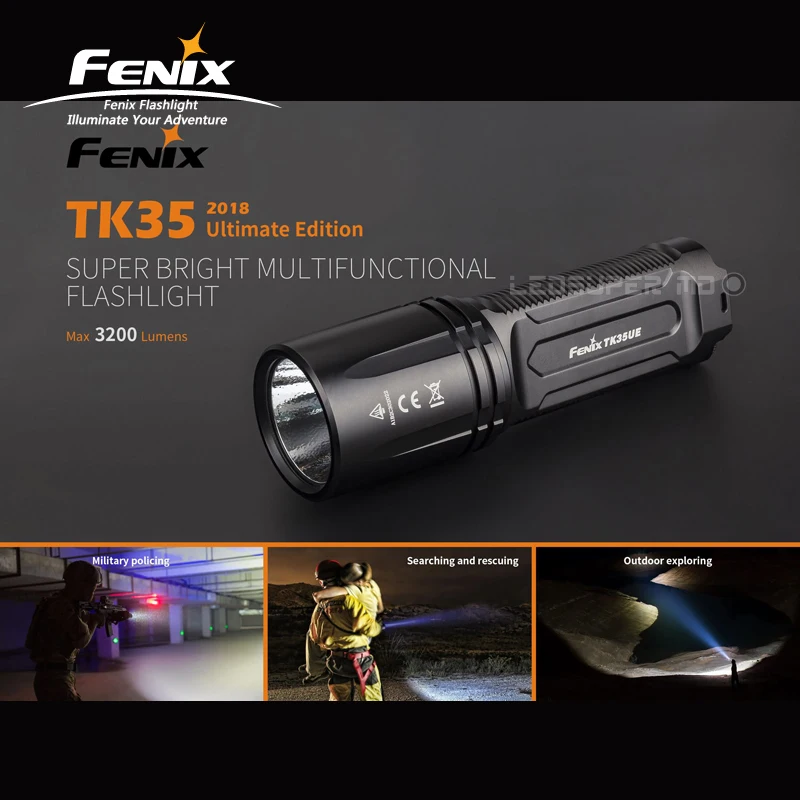 

New Arrival Fenix TK35UE 2018 Cree XHP70 LED 3200 Lumens Rechargeable Super Bright Multifunctional Flashlight