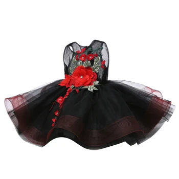 

Newborn Girls Dresses Infant Lace New Design Red Black Baby Girls Dresses 1 Year Birthday Christening Gown Baptism Vestidos