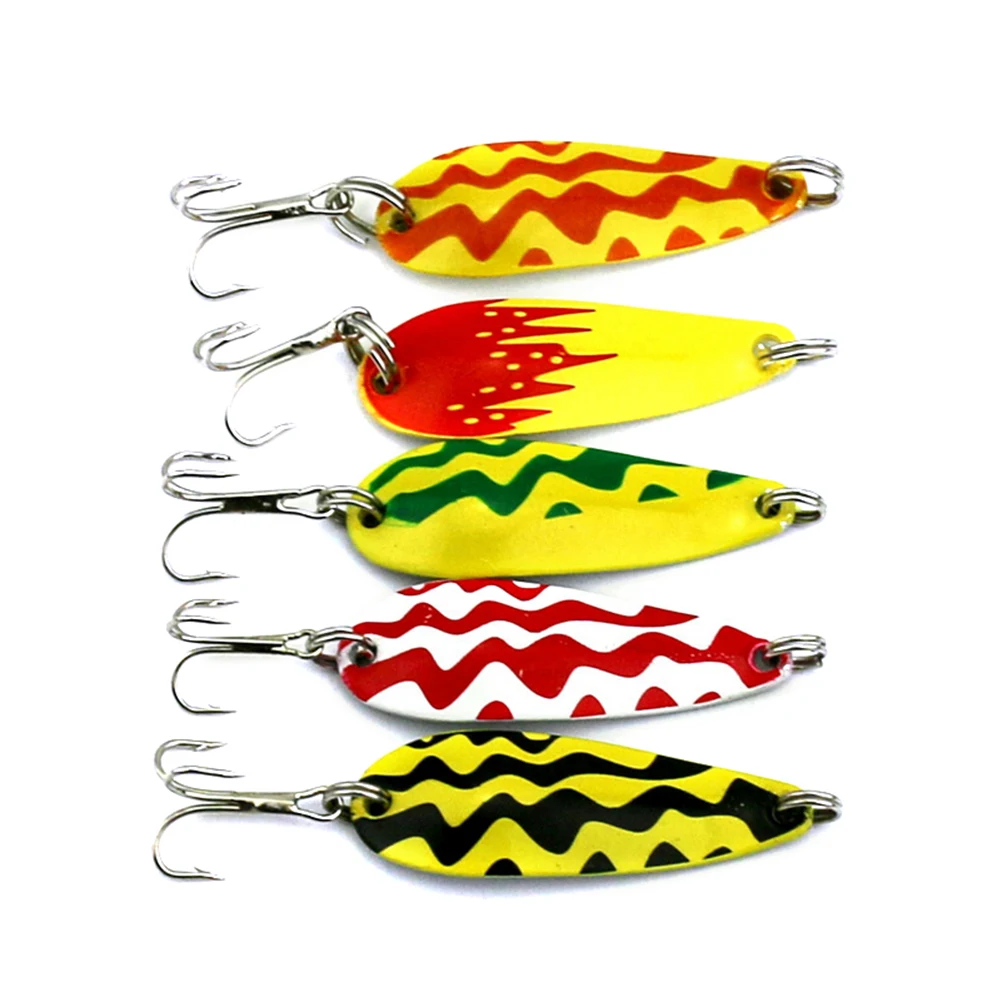 10PCS fishing tackle bait fishing metal spoon lure bait for trout bass
