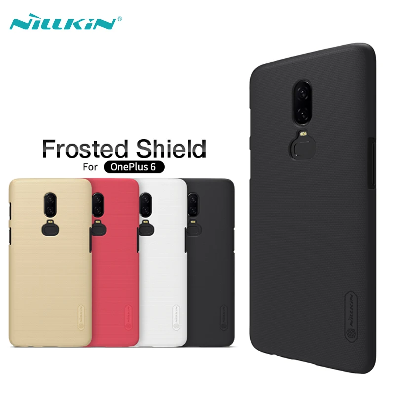 

Case For OnePlus 6 Back Cover NILLKIN Super Frosted Shield Hard PC Cases For One Plus 6 A6000 Phone Back Cover+Screen Protector