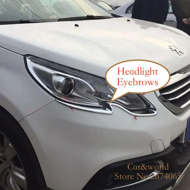 ABS хром для peugeot 2008 фары брови крышка отделка Передняя голова свет украшение автомобиля Стайлинг Аксессуары
