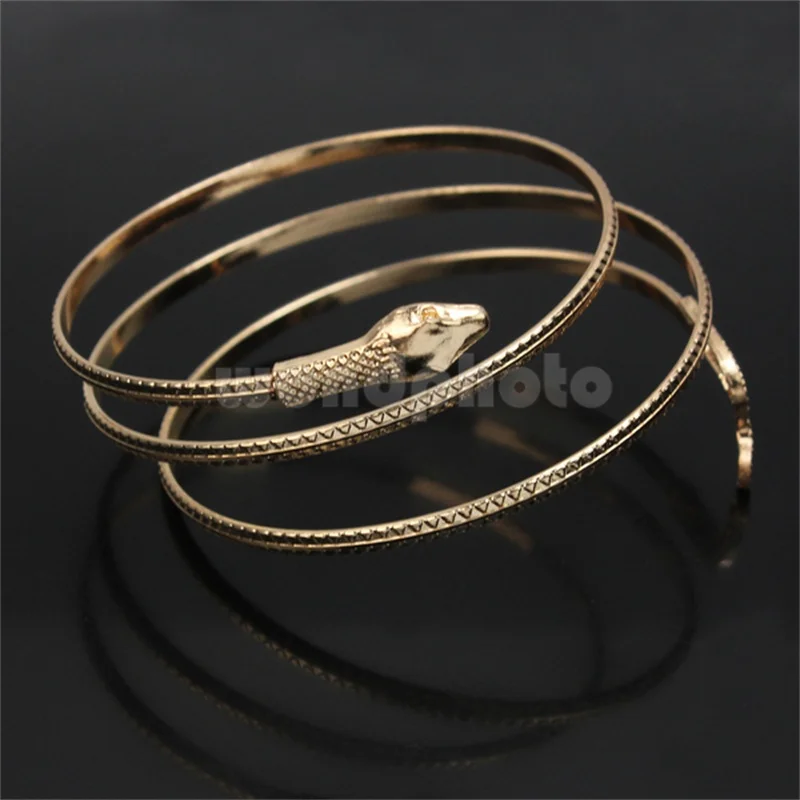 Hot Gold Coiled Snake Spiral Upper Arm Cuff Armband Bangle Bracelet