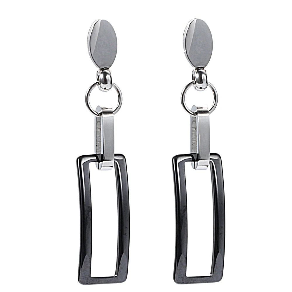 

New U Shape Drop Earrings for Women Ear Jewelry Black White Real Natural Ceramic Earring Engagement Accessories