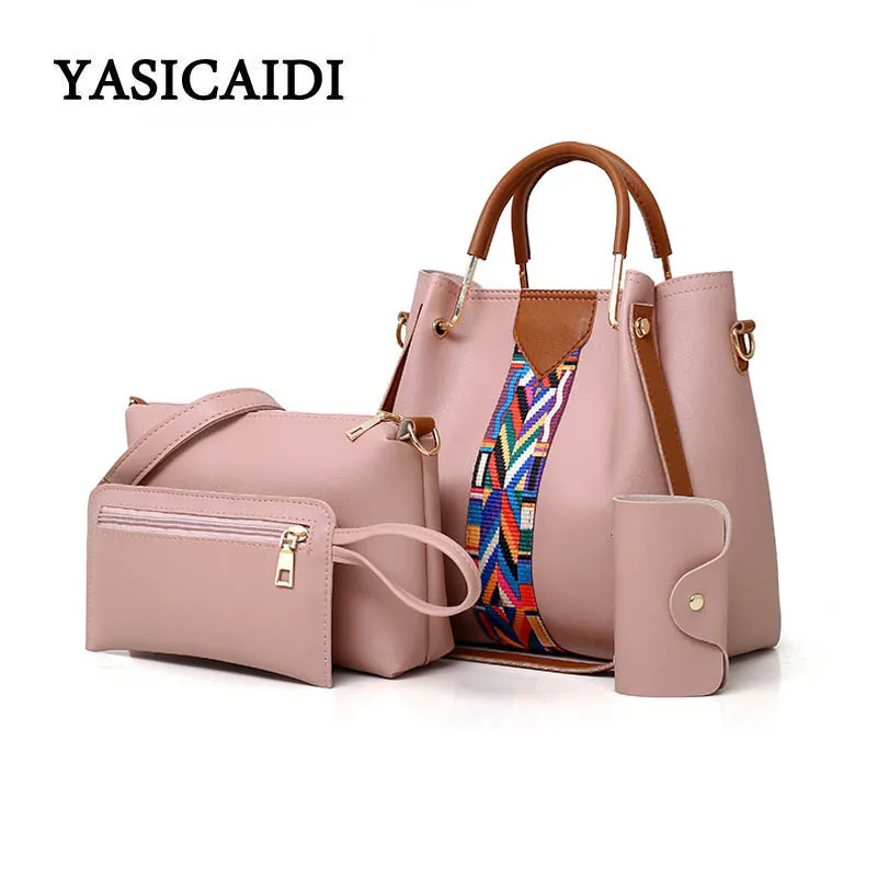 

Fashion Top-Handle Handbags Women Composite Bag Metal Handle Colorful Wide Strap Women Pu Leather Brand Shoulder Crossbody Bag