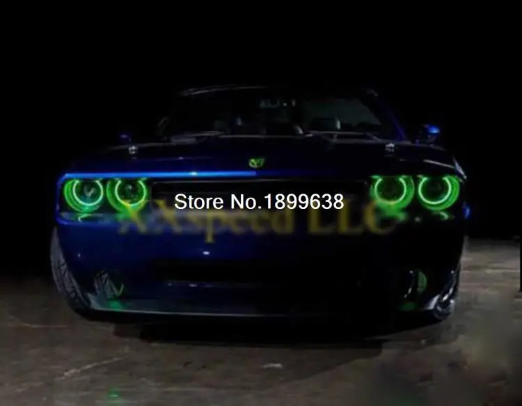 Для 08-14 Dodge Challenger w/o про плазму Halo кольца головной глаза ангела RGB светодиодный демон глаза комплект