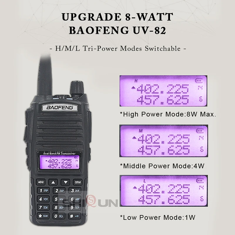 8 Вт UV-82 для переносного приемо-передатчика Dual Band с NA-771 VHF/UHF UV 82 иди и болтай Walkie Talkie “иди и 10 км UV82 BaoFeng 8 Вт 10 км UV-9R UV-5R