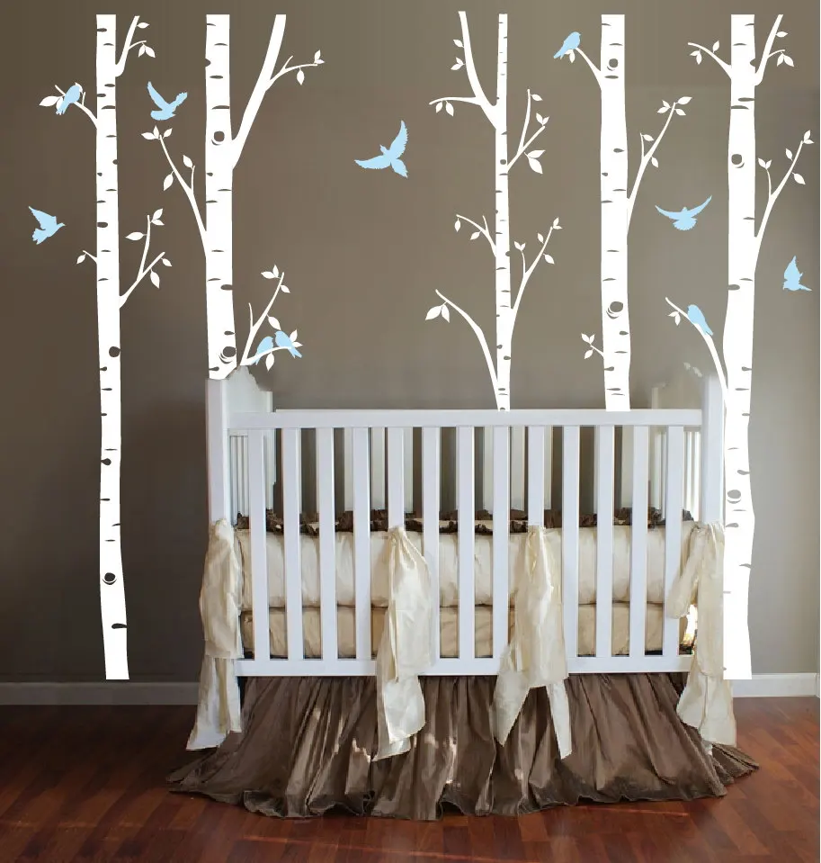 

Large BirdsTree Branch set of five tree wall sticiker Birch Doves Birds Nursery Kids Room Wall Decal woodland tree decal W-17