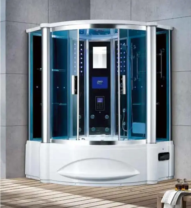  1500X1500X2200mm Bathroom Wall Corner Steam Shower With TV Enclosure Mult-Functional Computer Contr