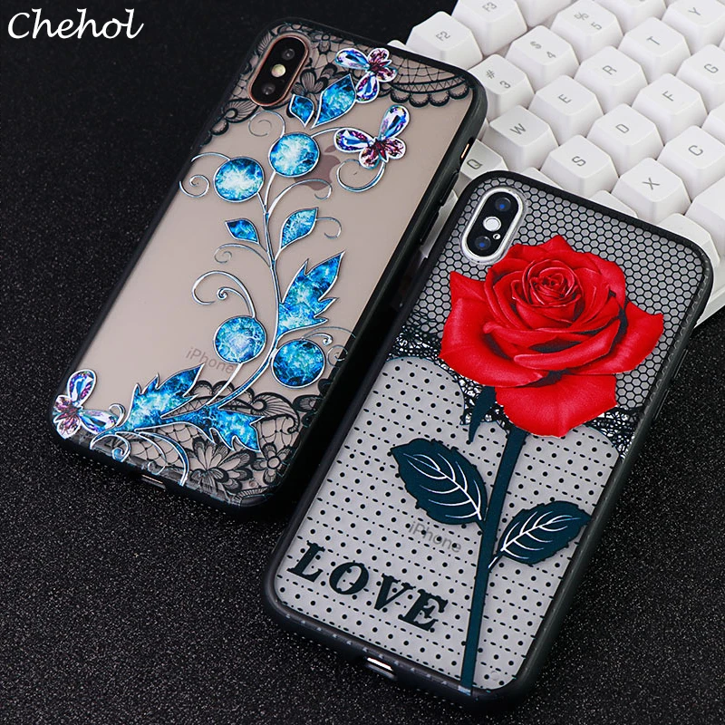 Fashion Hollow Phone Cases for iPhone 6s 7 8 Plus X XS MAX XR Lace Floral Soft TPU Silicone Fitted Cell Back Covers Accessories | Мобильные