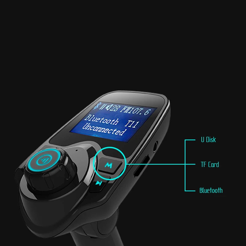 Bluetooth 3.0 Wireless Car Mp3 AUX Audio Player Handsfree Car Kit FM Modulator Transmitter A2DP 5V 2.1A USB Charger LCD Display