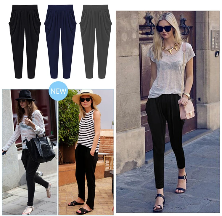 

Women's summer dress loose leisure 9 minutes pants fat MM milk silk fabric overweight MM250 kg Wearable