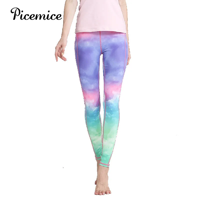 

Picemice Printed Yoga Pants Floral Fitness Running Tights Push Compression Sportswear Women High Waist Sport Printing Leggings