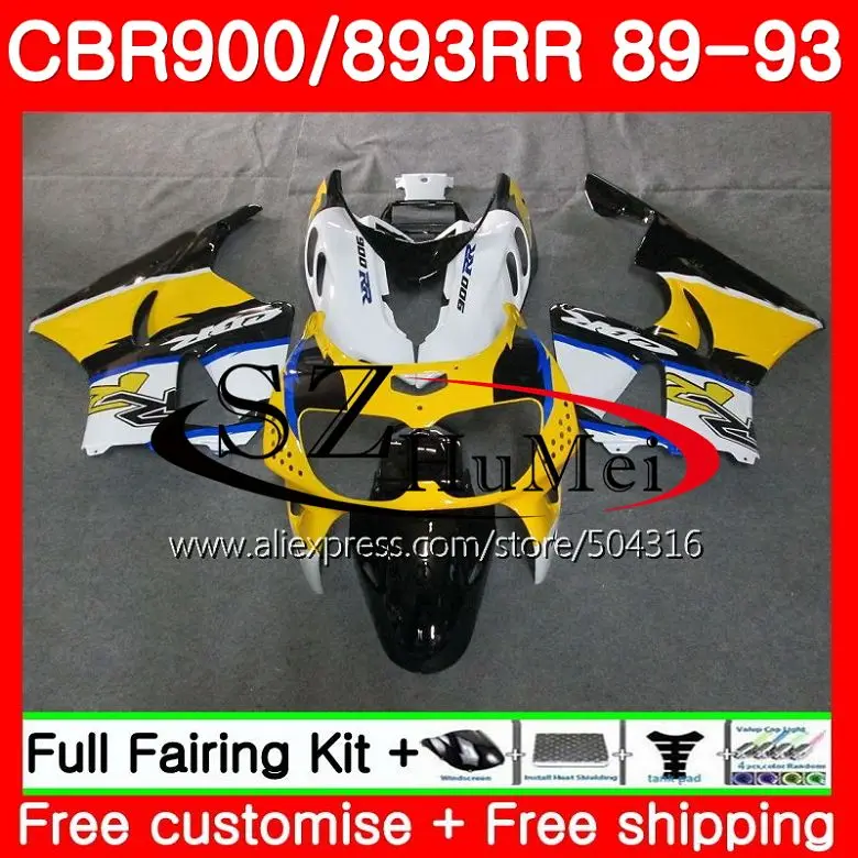 Средства ухода за кожей для HONDA CBR 893RR CBR900RR CBR893RR 89 90 91 92 93 114SH. 14 CBR900 CBR893 RR желтый blk 1989 1990 1991 1992 1993 обтекатель