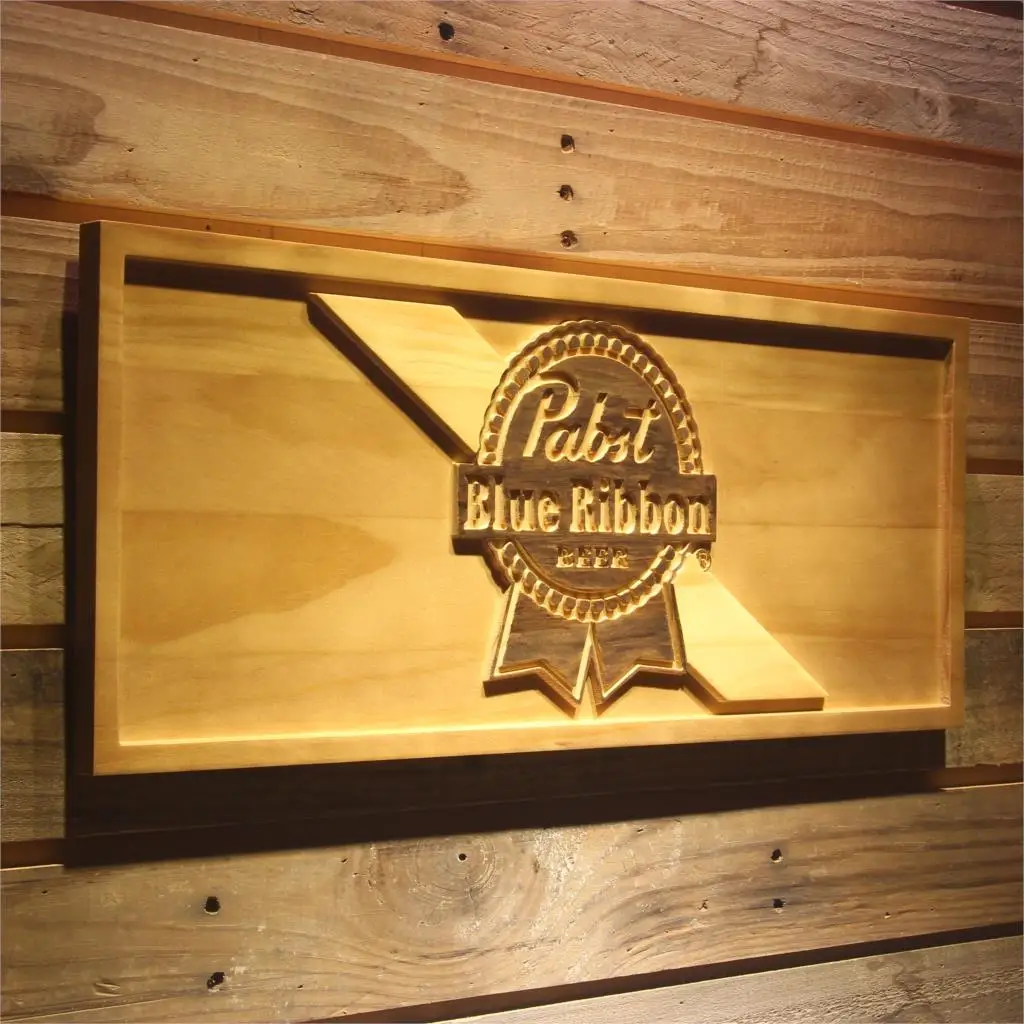 

Pabst Blue Ribbon Beer 3D Wooden Bar Sign