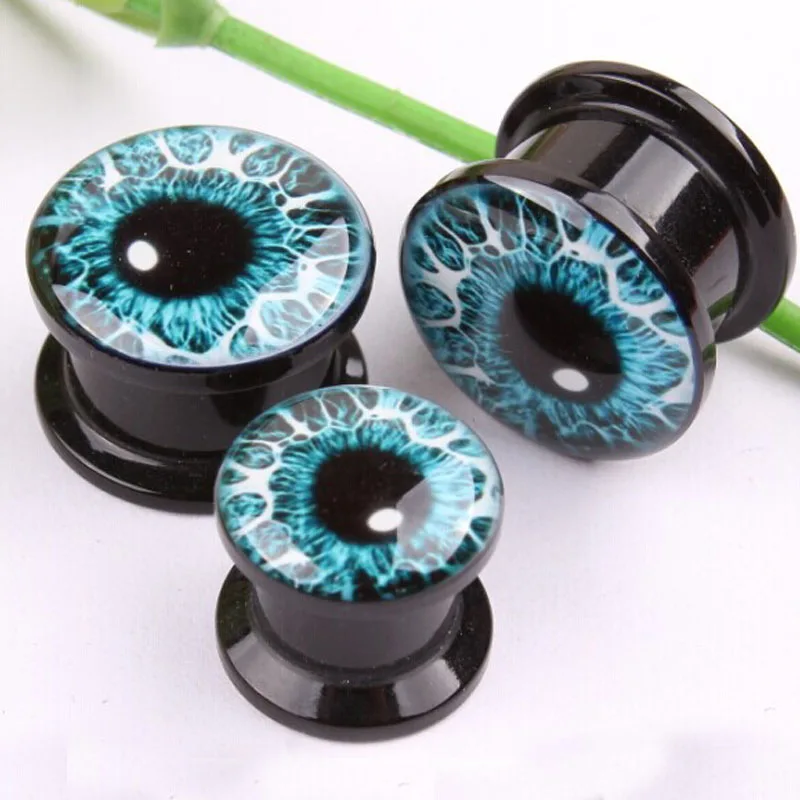 

2PCS Acrylic Punk Ear Expanders Reamer Screw Fit Ear Plugs and Tunnels Blue Eyes Ear Flesh Tunnels Stretcher Sexy Body Jewelry
