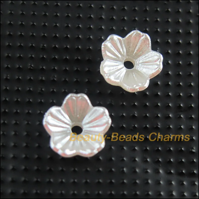 

New 120Pcs White Plastic Acrylic Flower Leaf Spacer End Bead Caps Charms 8mm