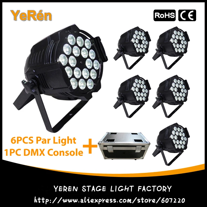 (6PCS) with Flightcase 192 Channels DMX Controller 18*15W LED Par Light