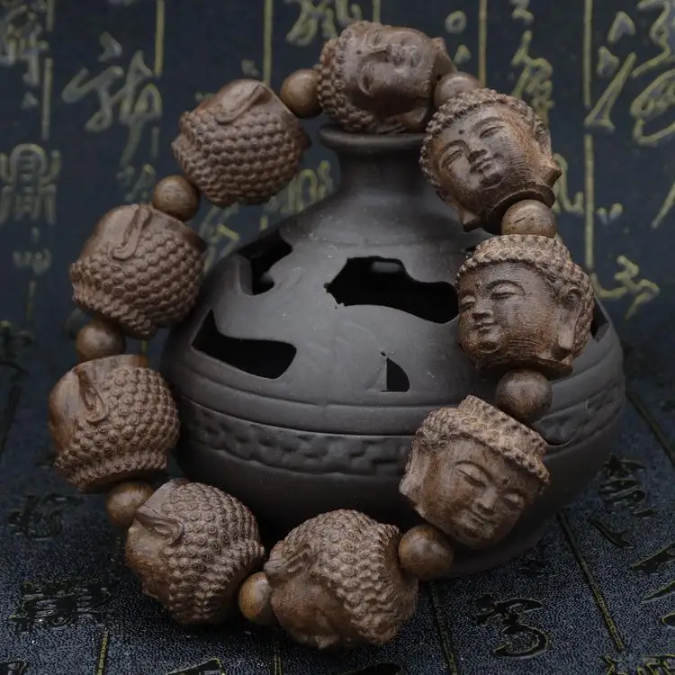 Многоразовый выбор тибетский буддийский бурый Ebony молитвенный браслет Будды мала четки деревянный браслет Высокое качество ювелирные изделия - Окраска металла: shijiamoni