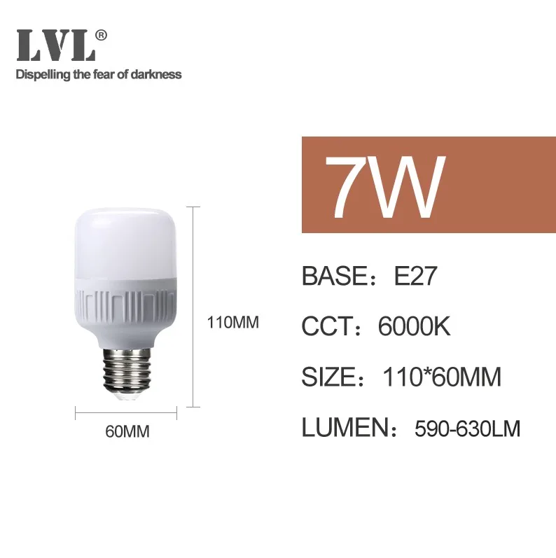 E27 Светодиодный светильник переменного тока 220 в 230 в 240 В реальная мощность 5 Вт 7 Вт 10 Вт 15 Вт 22 Вт 30 Вт 35 Вт домашнее освещение - Испускаемый цвет: 7W-6000K