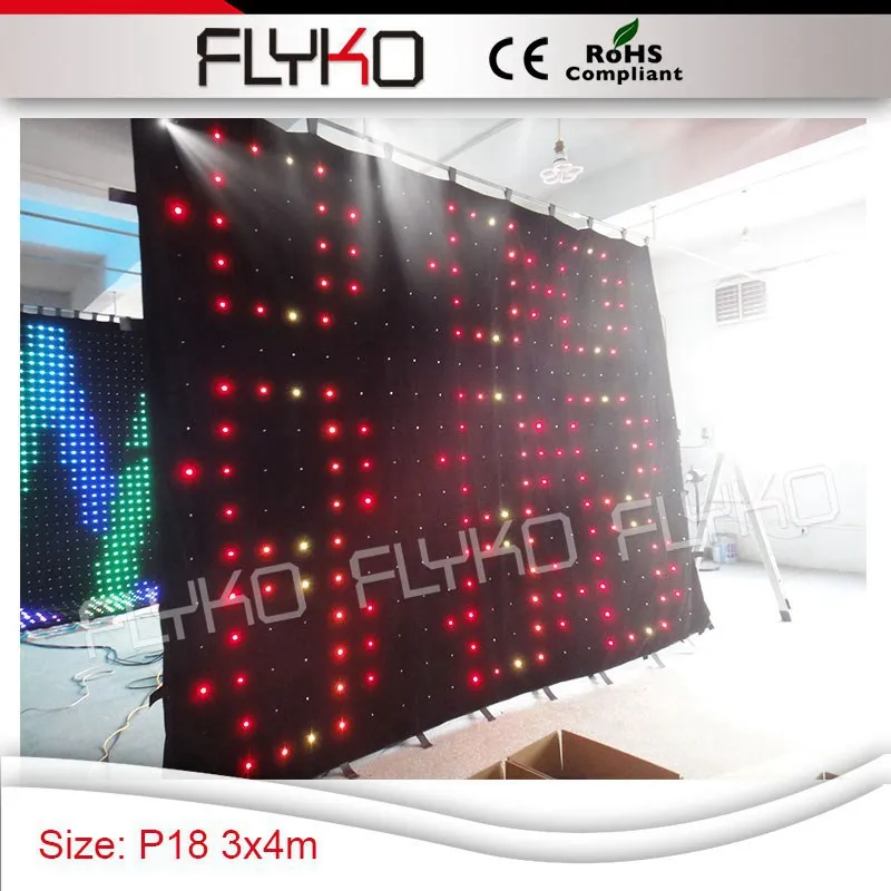 

New design!!3x4m customized dimension best quality factory price led P18 full color lights curtain