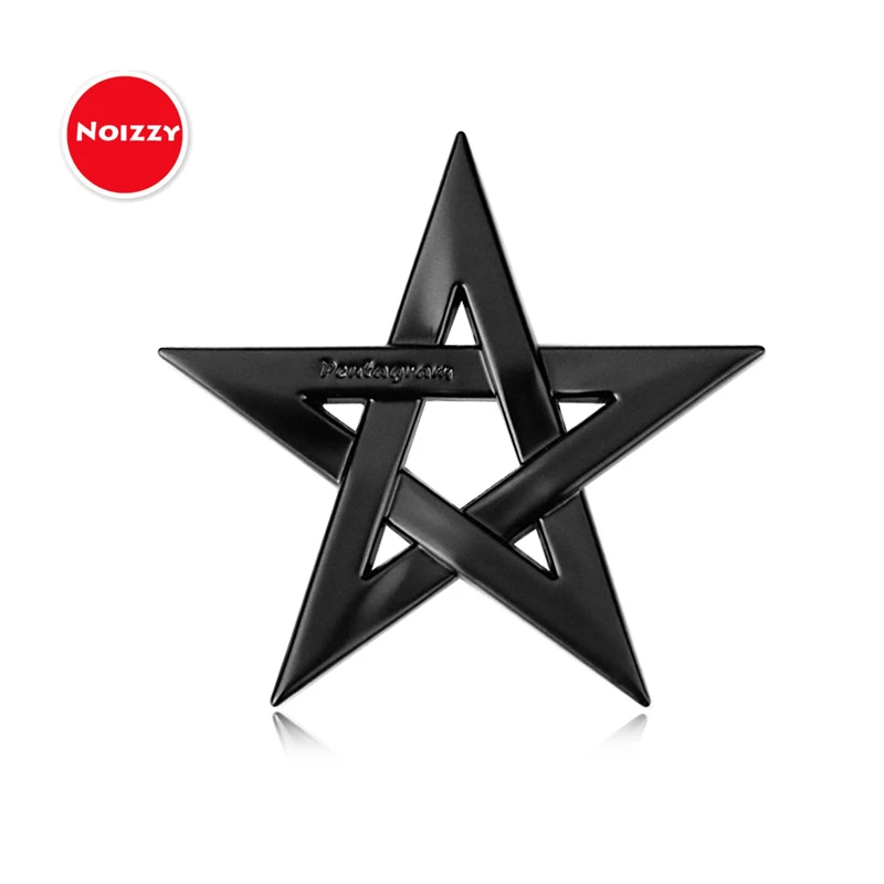 

Noizzy 2018 New Pentacle Star 100% 3D Metal Car Auto Badge Emblem Sticker Black Chrome Motorcycle Automobile Tuning Styling