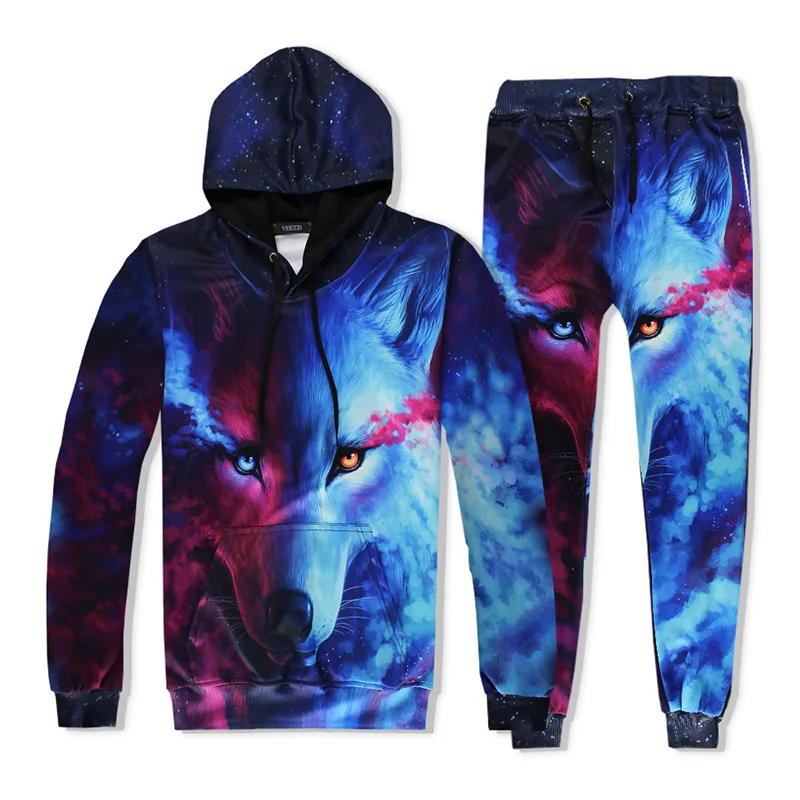 

Fox 3D Digital Print Hoody Autumn Winter Long Hooded Hoody 3D Digital Fox Print Men'S Baseball Uniform Sports Wear Coat