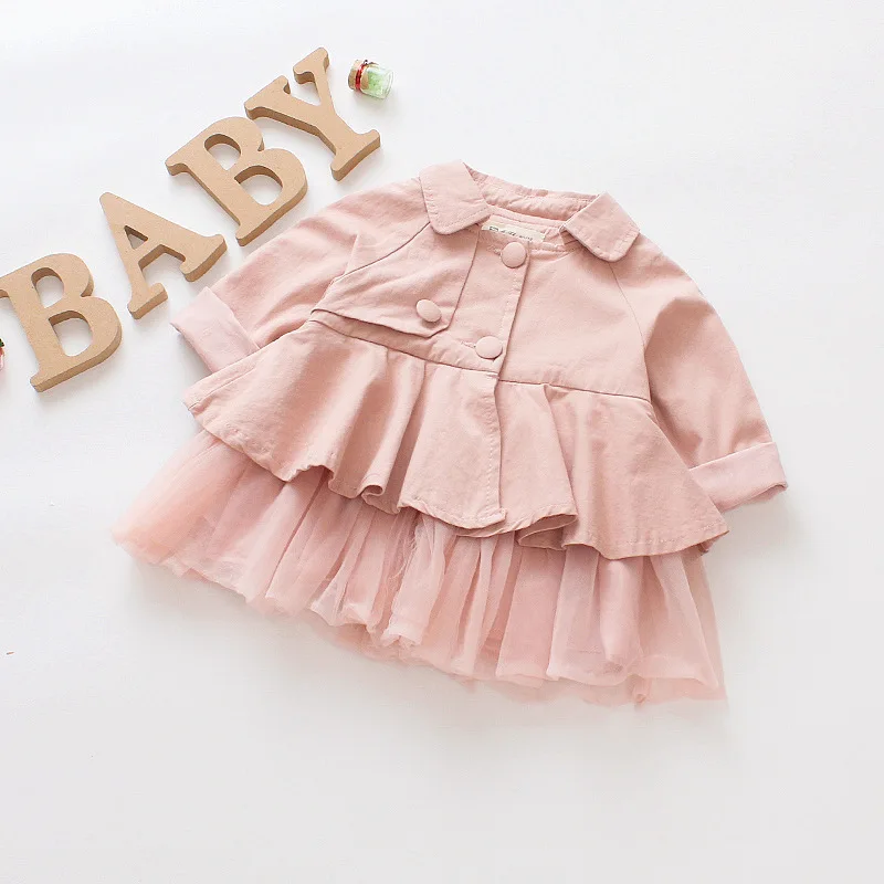 

3 Colors 1-3Y Baby Girls Coat Autumn Tops Kids Trench Jacket Outerwear & Coat Children Clothing Toddler Clothes