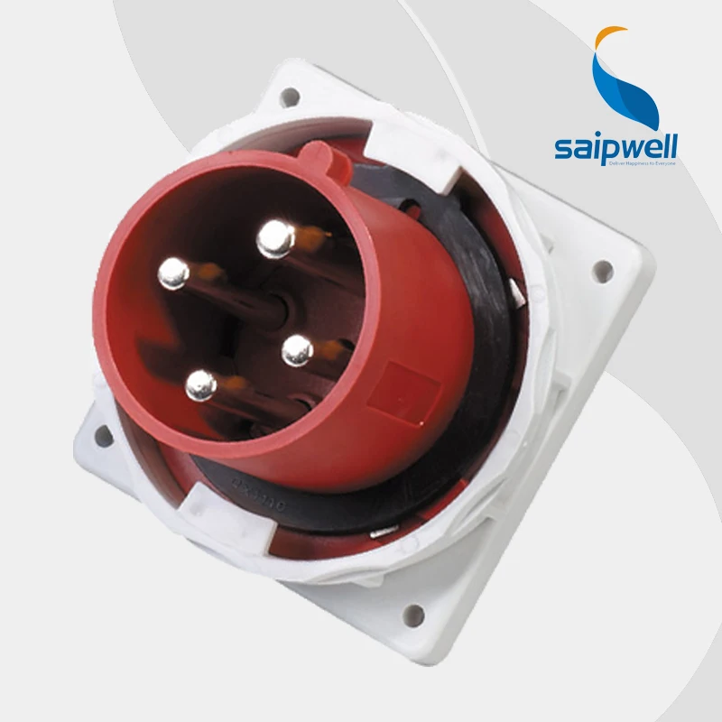 

63A 400V 4P (3P+E) 63 amp connector industrial plug male socket wall mounted Splash Proof IP67 EN / IEC 60309-2 type SP3656