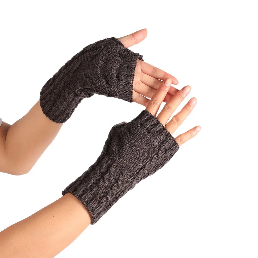 Unisex Winter Gloves Solid Owl Knitted Long Fingerless Gloves Soft Button Warm Gloves Mittens guantes invierno luvas de inverno