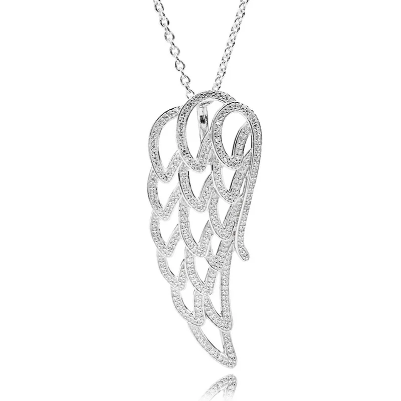 New 925 Sterling Silver Necklace Angel Wing With Clear Cubic Zirconia Pendant Necklaces For Women Wedding Gift Fine Jewelry
New 925 Sterling Silver Necklace Angel Wing With Clear Cubic Zirconia Pendant Necklaces For Women Wedding Gift Fine Jewelry
