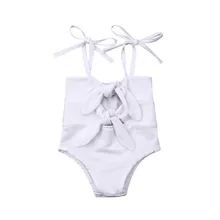 Летний купальный костюм для маленьких девочек; купальный костюм для новорожденных; Цельный Детский купальник; купальный костюм с узлом; пляжная одежда
